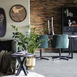Table à mager ovale 76x200cm en bois et métal