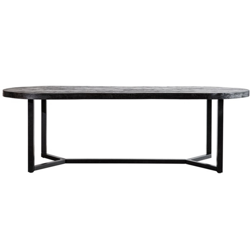 Table à manger ovale 76x240cm en bois et métal