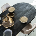 Table à manger ovale 76x240cm en bois et métal
