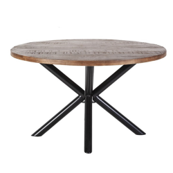 Table à manger ronde 76x130cm en bois et métal