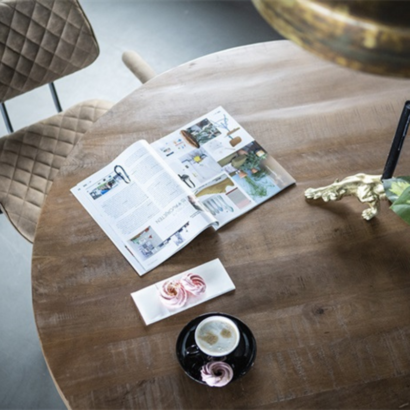 Table à manger ronde 76x130cm en bois et métal