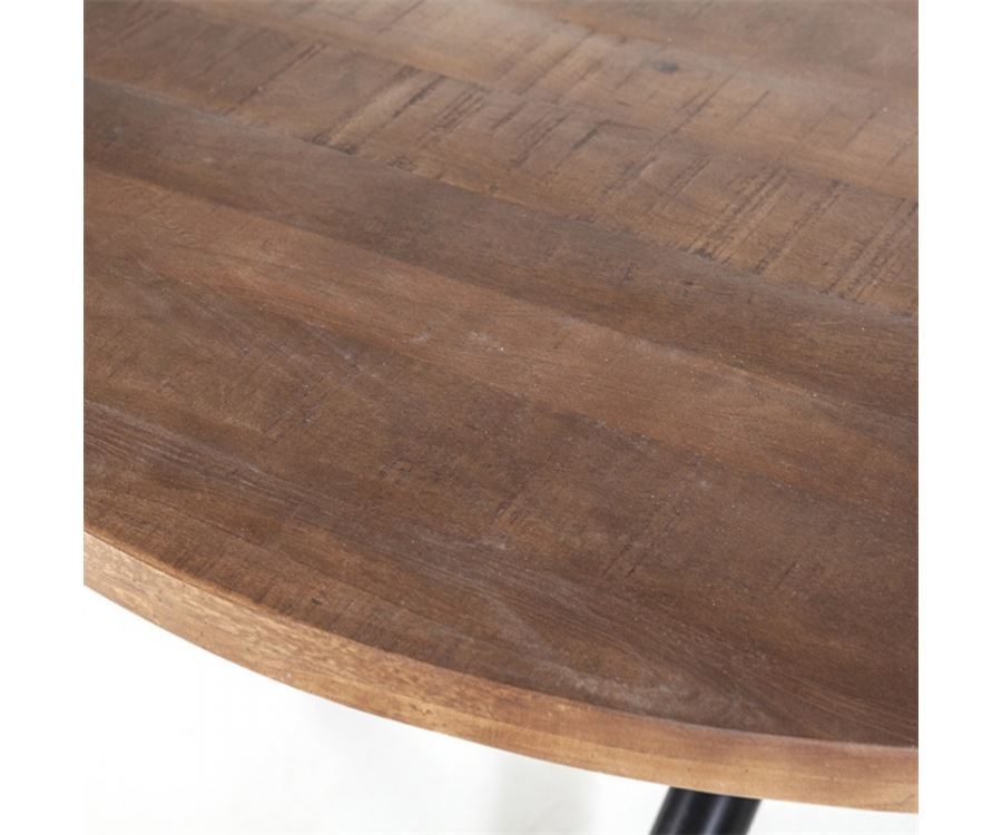 Table à manger ronde 76x130cm en bois et métal