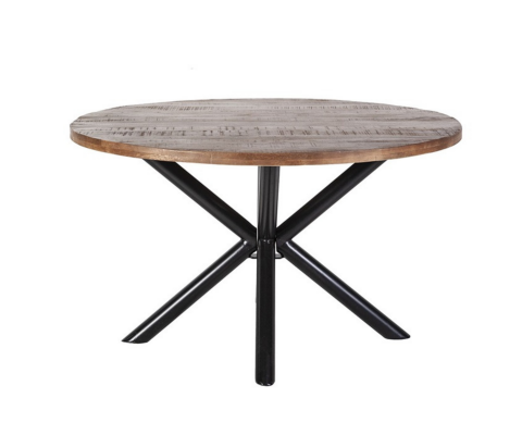 Table à manger ronde 150cm plateau bois pieds métal LIPOU