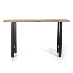Table haute 150cm en bois massif et métal noir LIPOU