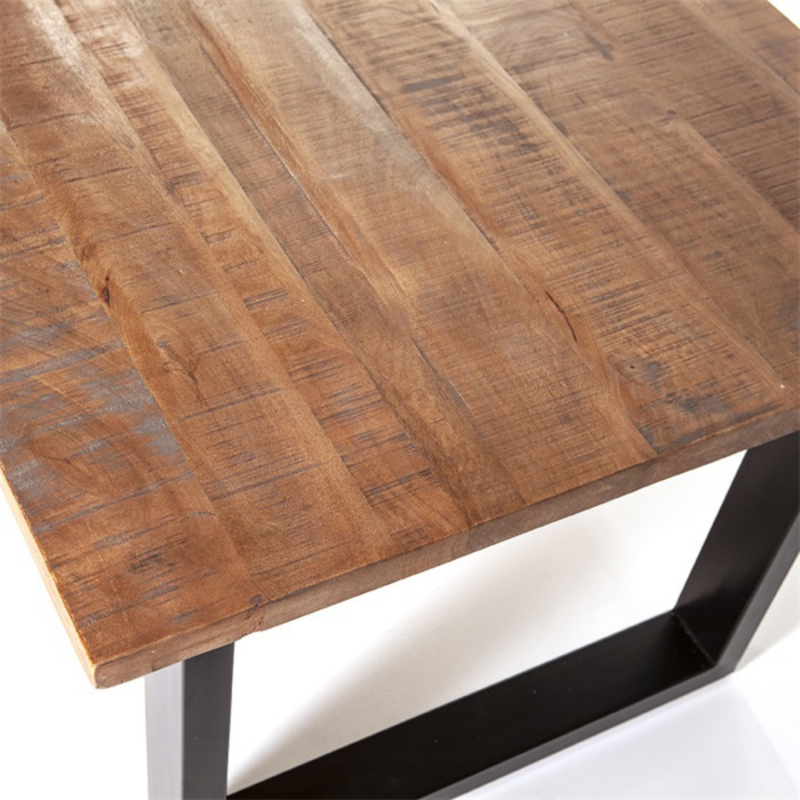 Table à manger rectangulaire 76x160cm en bois et fer