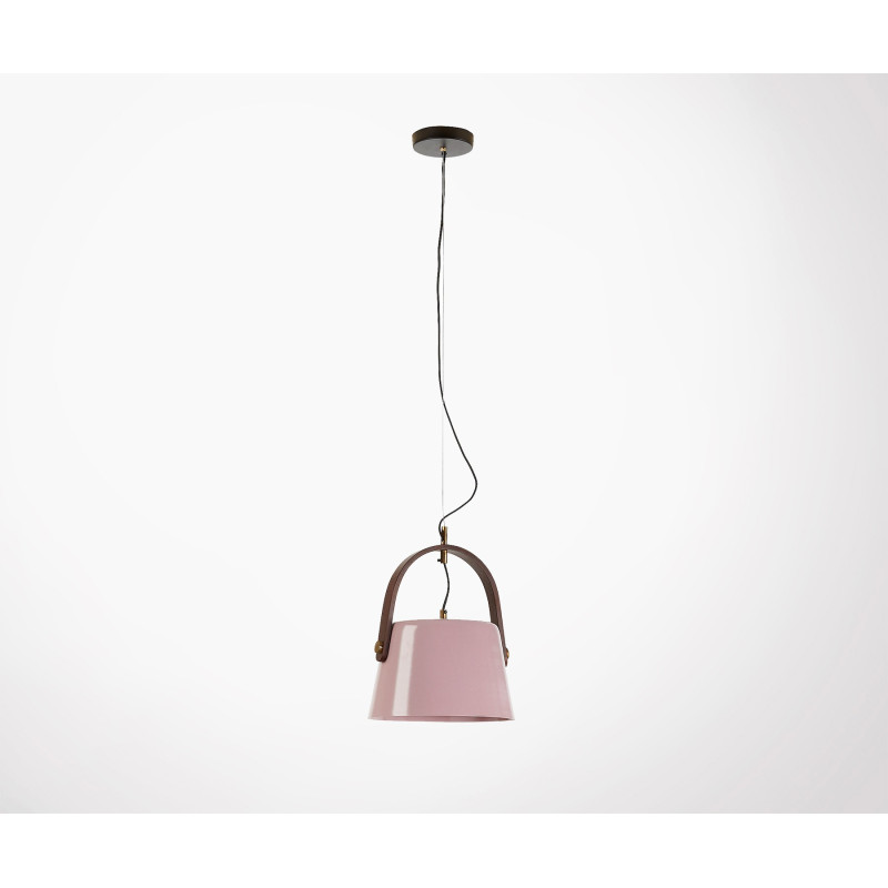 Pink Metal Ceiling Light With Wood Finishes Trendy Look Pink Metal Ceiling Light X Lampe Suspendue Métal Rose Clair Zayna