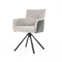 Fauteuil avec accoudoirs en tissu et simili et pieds étoile DILIS