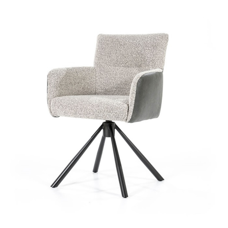 Fauteuil avec accoudoirs en tissu et simili et pieds étoile DILIS