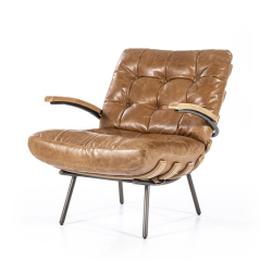 Fauteuil vintage en cuir matelassé YOP