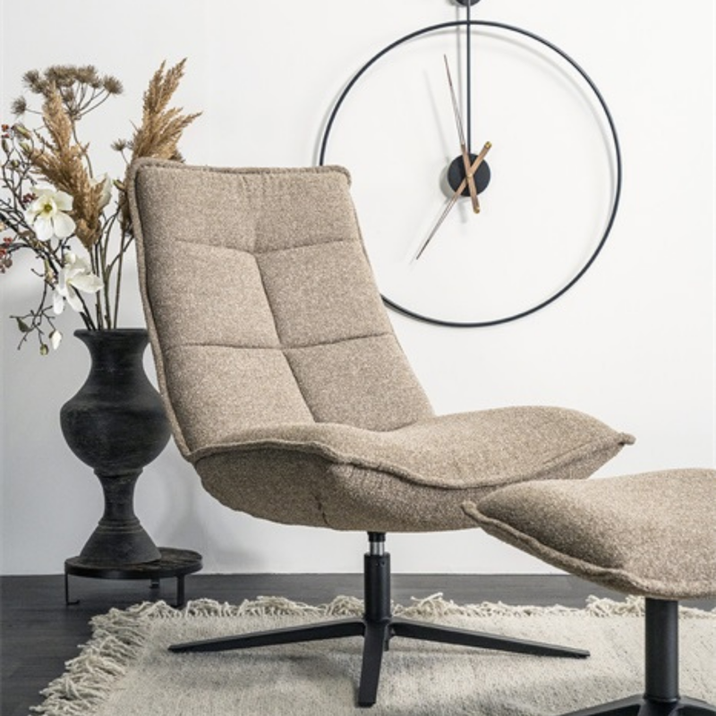 Fauteuil avec repose pieds en tissu molletoné ARKUS