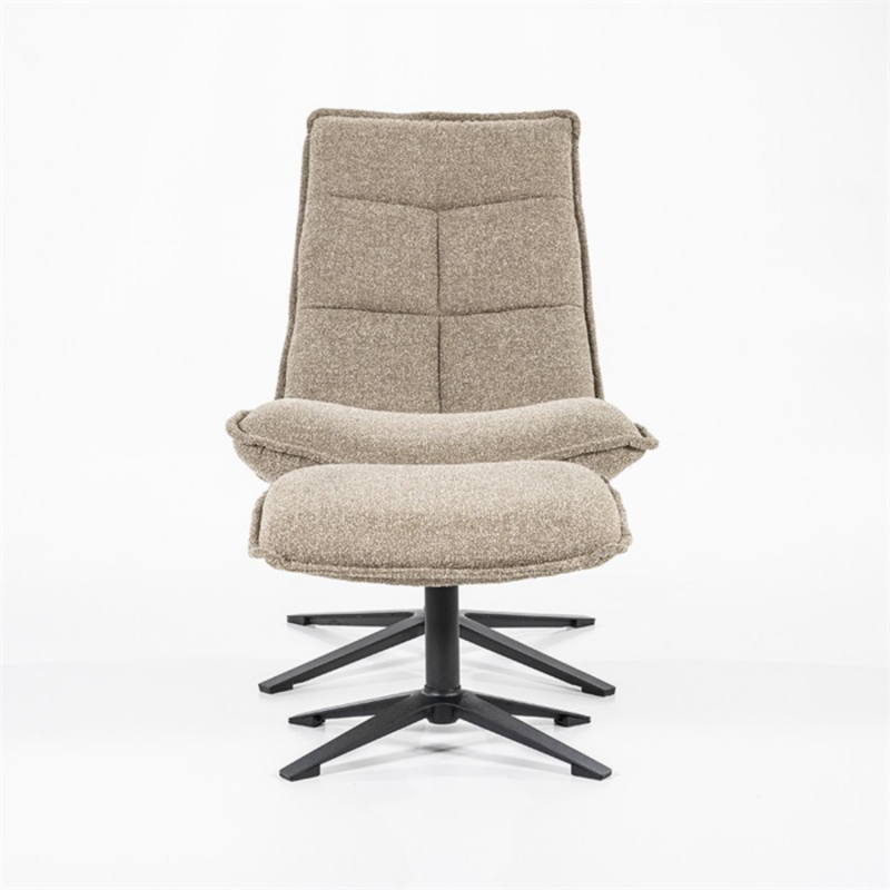 Fauteuil avec repose pieds en tissu molletoné ARKUS