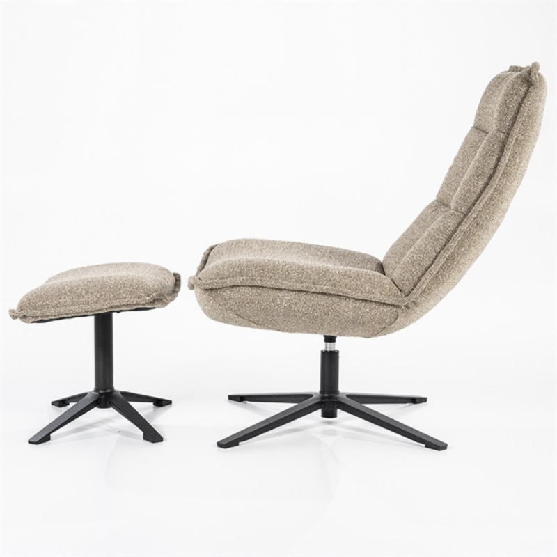 Fauteuil avec repose pieds en tissu molletoné ARKUS