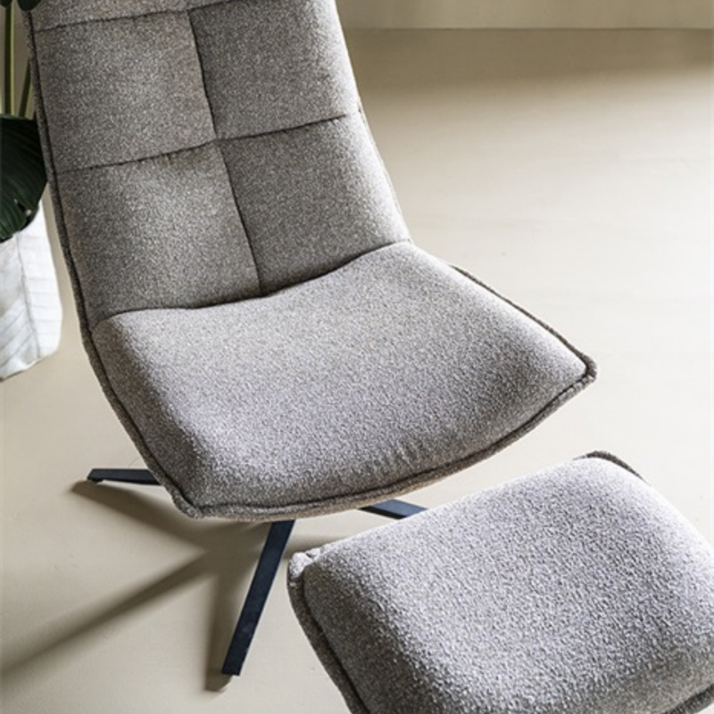 Fauteuil avec repose pieds en tissu molletoné ARKUS