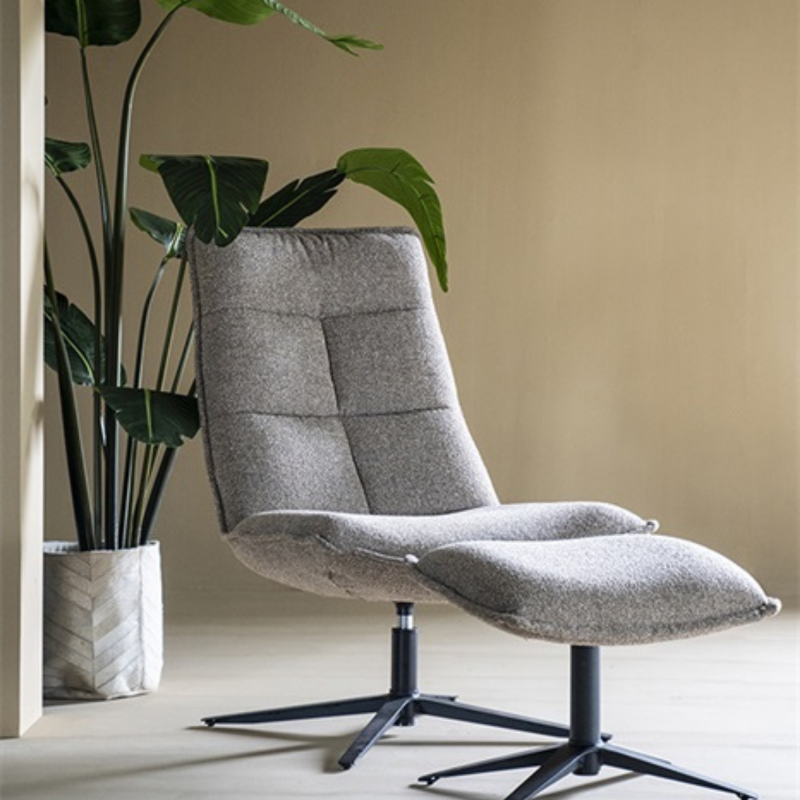 Fauteuil avec repose pieds en tissu molletoné ARKUS