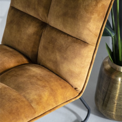 Fauteuil moutarde en velours COCO
