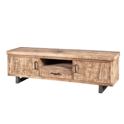 Meuble TV 180cm en bois massif et métal DOUDI