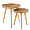 Set de 2 tables d'appoints ronde en rotin naturel RONDINE