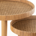 Set de 2 tables d'appoints ronde en rotin naturel RONDINE