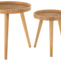 Set de 2 tables d'appoints ronde en rotin naturel RONDINE