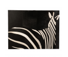 Tableau 90x120 zebre en cuir noir et blanc ZEBRA