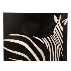 Tableau 90x120 zebre en cuir noir et blanc ZEBRA