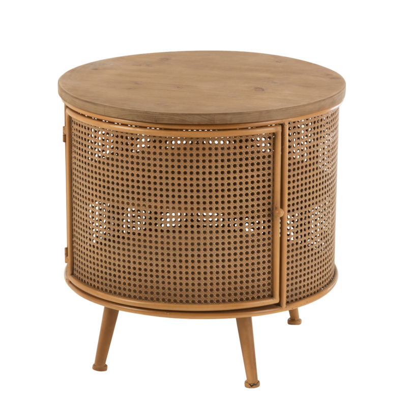 Table d'appoint ronde en métal et bois naturel ROX