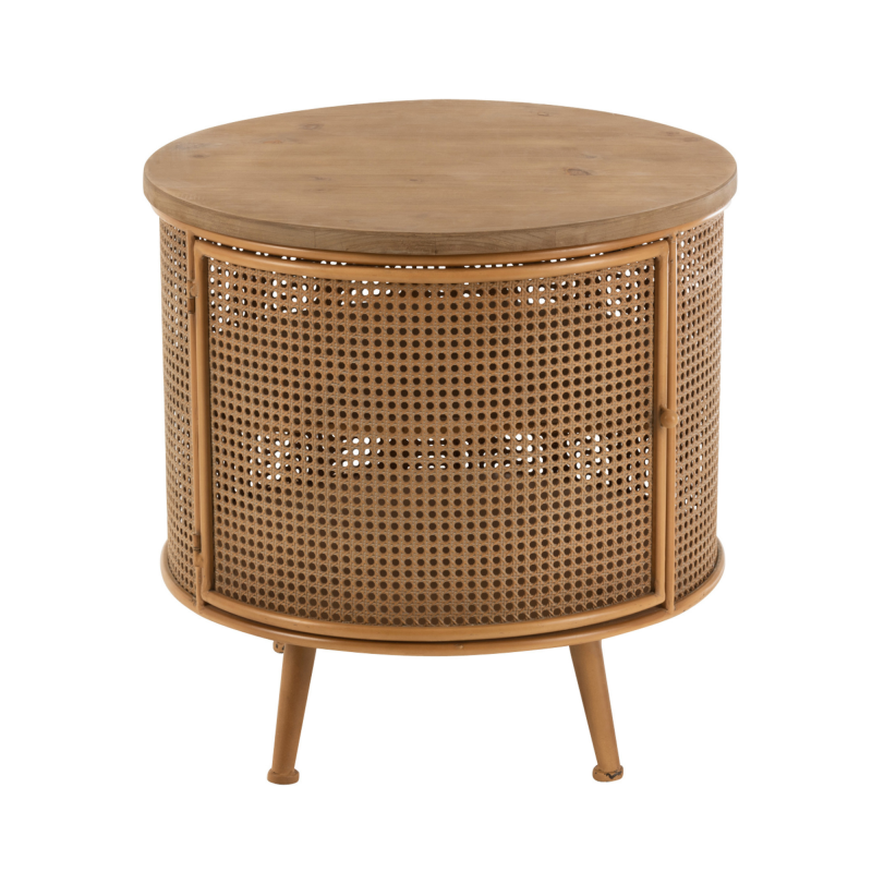 Table d'appoint ronde en métal et bois naturel ROX