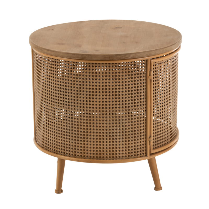 Table d'appoint ronde en métal et bois naturel ROX