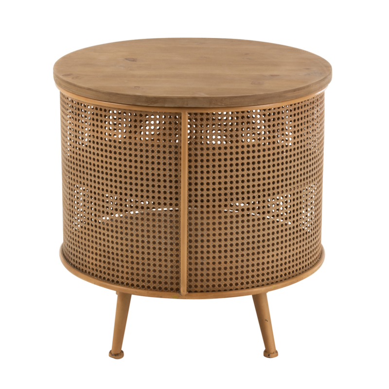 Table d'appoint ronde en métal et bois naturel ROX