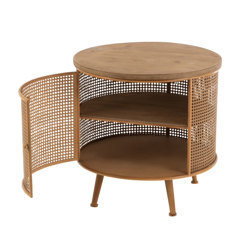 Table d'appoint ronde en métal et bois naturel ROX