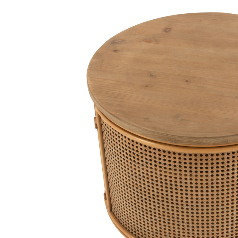 Table d'appoint ronde en métal et bois naturel ROX