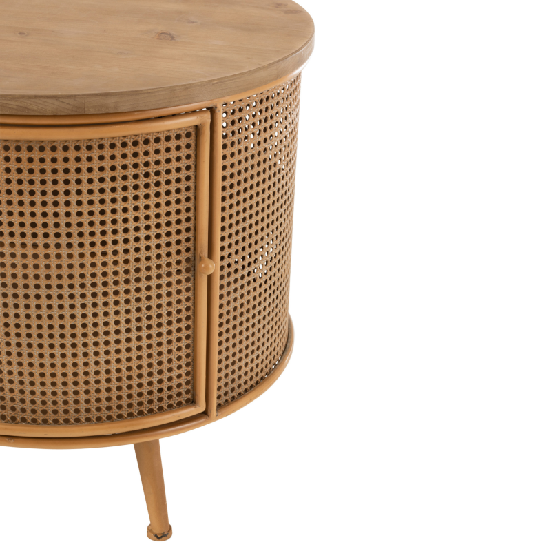 Table d'appoint ronde en métal et bois naturel ROX