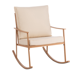 Fauteuil à bascule moderne en métal et tissu beige MILOO