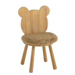 Chaise enfant avec dossier ourson et coussin marron WINNIE