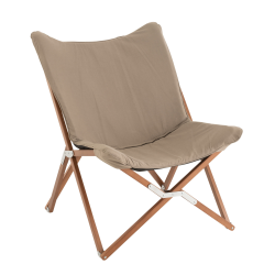 Chaise lounge pliable en bois et tissu taupe PLIA