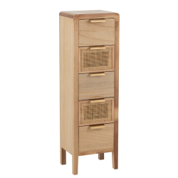 Commode 5 tiroirs en bois et rotin naturel EDMON