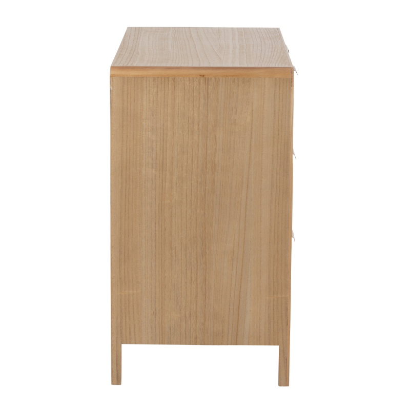 Buffet bas 4 tiroirs design en bois et rotin naturel EDMON