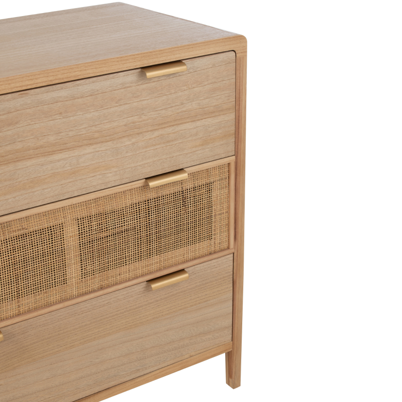Buffet bas 4 tiroirs design en bois et rotin naturel EDMON