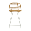 Chaise de bar 110cm en rotin et métal blanc LEONIE