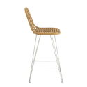 Chaise de bar 110cm en rotin et métal blanc LEONIE