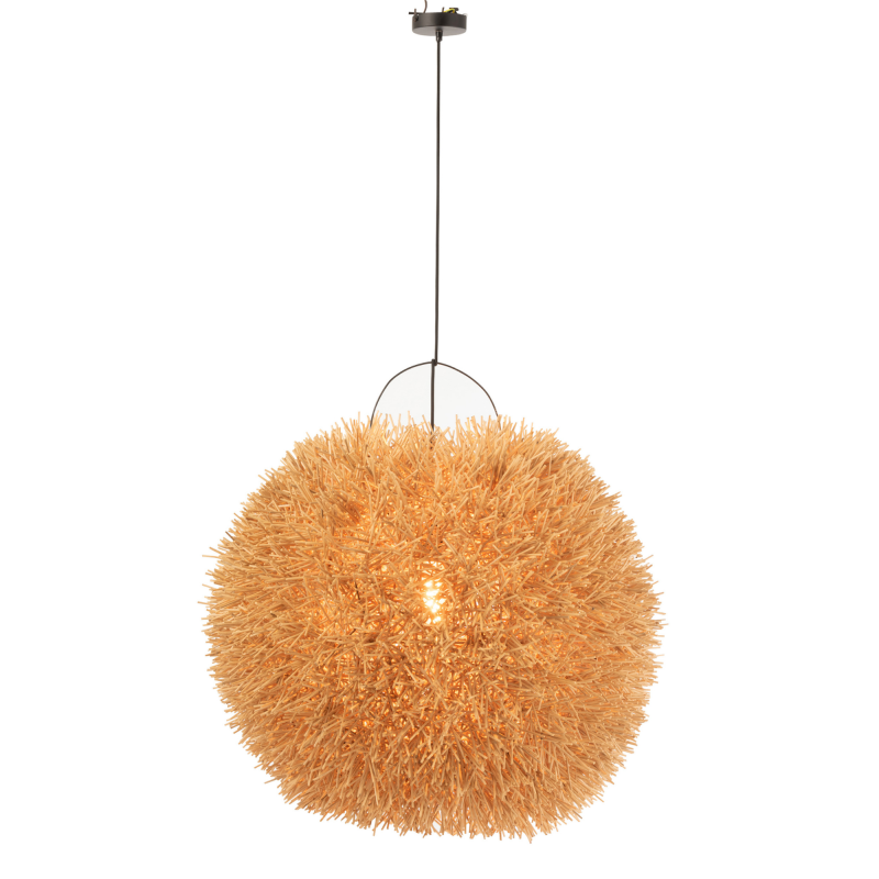 Lampe ronde suspendue en rotin naturel LILIA