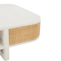 Table basse design en rotin et bois blanc DAISY