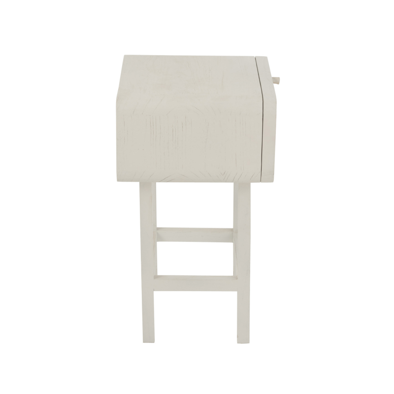 Table de chevet en rotin et bois blanc DAISY