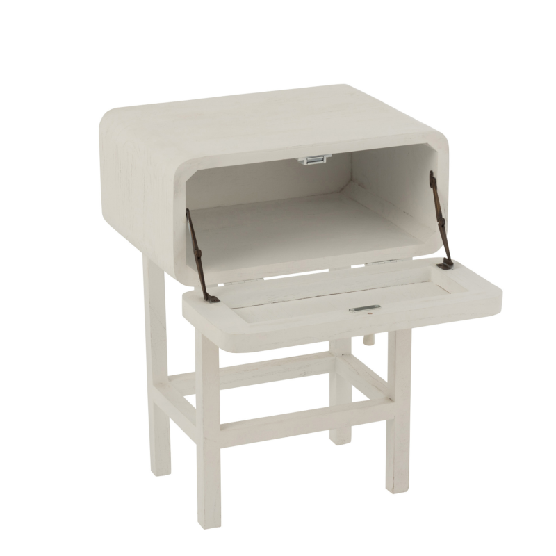 Table de chevet en rotin et bois blanc DAISY