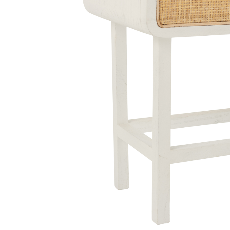 Table de chevet en rotin et bois blanc DAISY