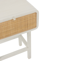 Table de chevet en rotin et bois blanc DAISY