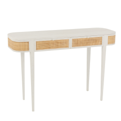 Console en cannage et bois blanc avec tiroirs DAISY