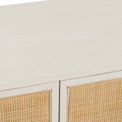 Buffet bas 2 portes en rotin et bois blanc DAISY