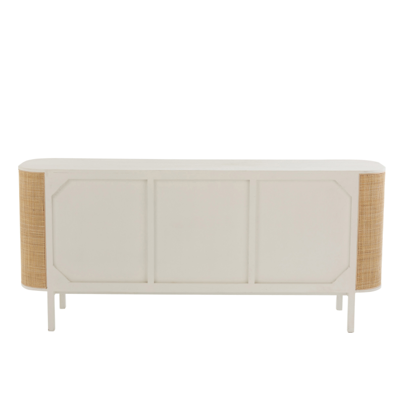 Buffet bas 3 portes en rotin et bois blanc DAISY