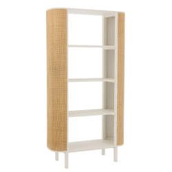 Bibliothèque design en rotin et bois blanc DAISY